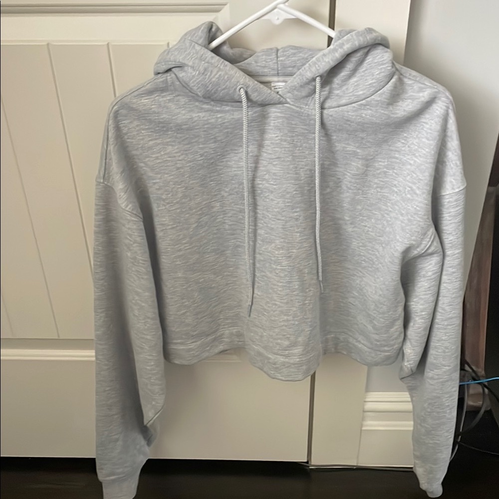 ALO Yoga Gray Cropped Oversized Women's Hoodie Athleisure sweatshirt size S